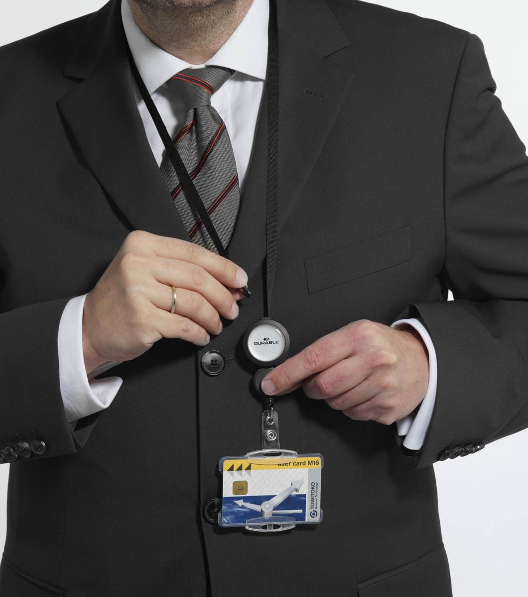 Durable Adjustable Breakaway Lanyard with Badge Reel | 10 Pack | Black