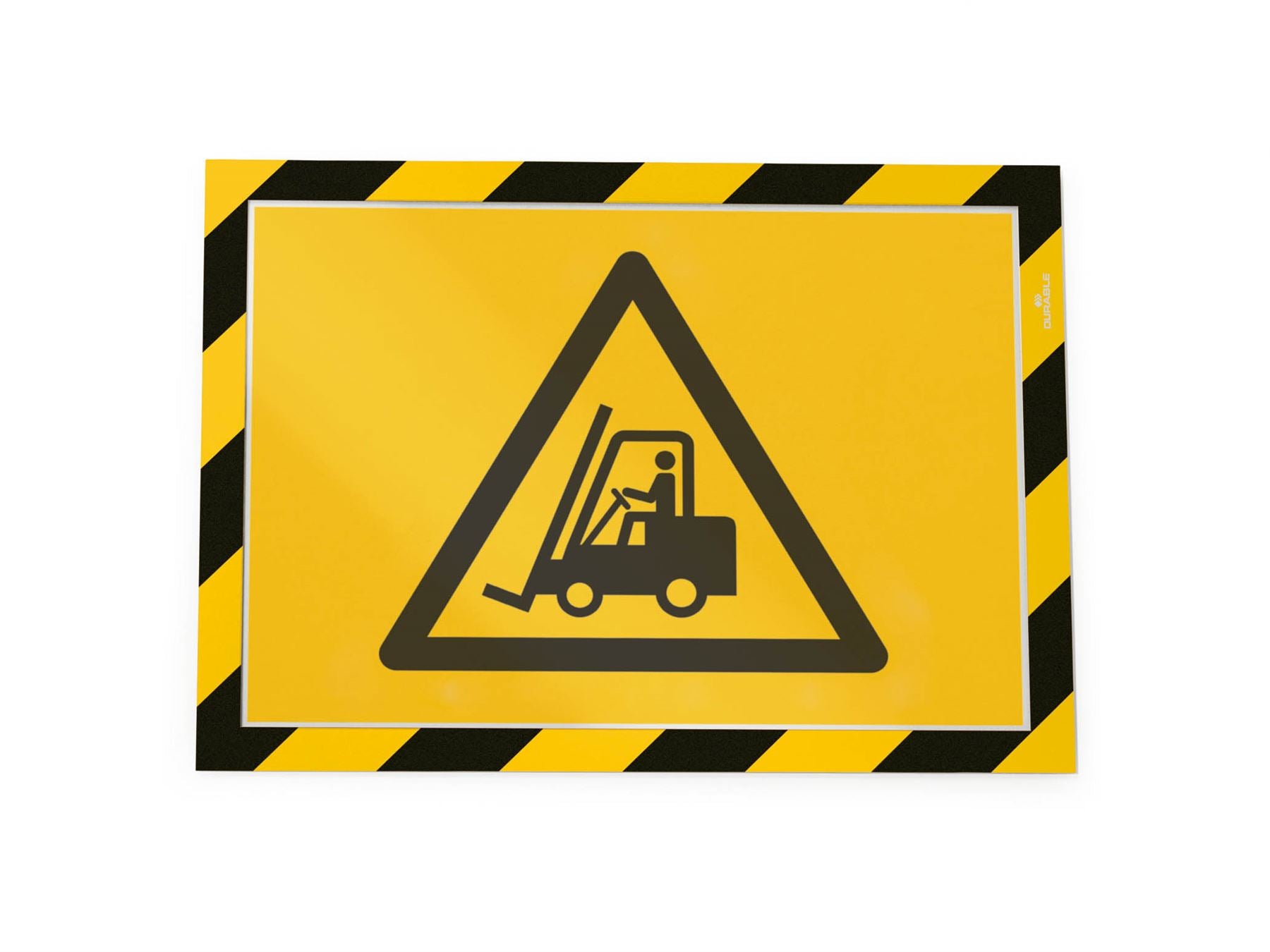 Durable DURAFRAME Adhesive Magnetic Hazard Frame | 2 Pack | A4 Black & Yellow