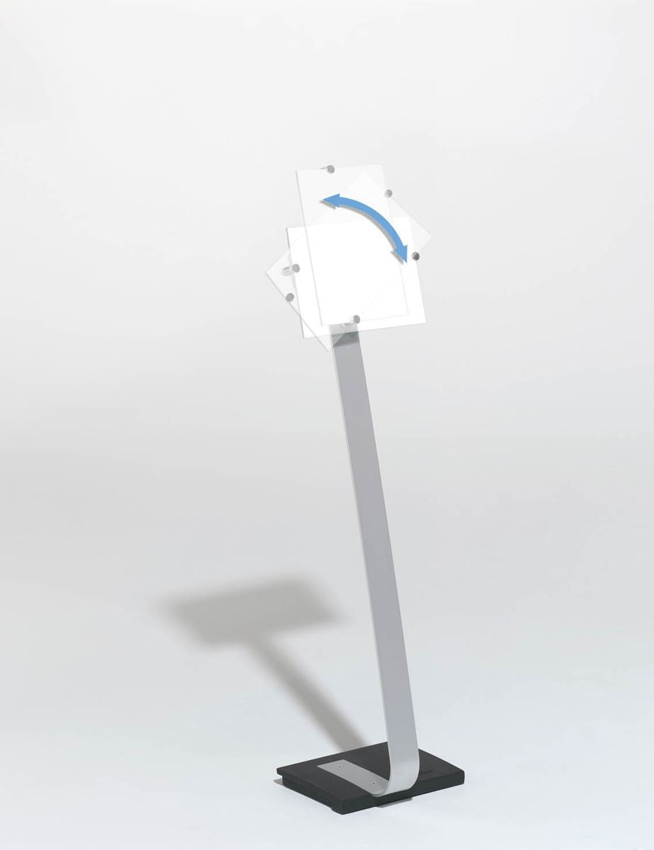 Durable CRYSTAL SIGN Aluminium Display Panel Floor Stand A4 | 1.18m | Silver