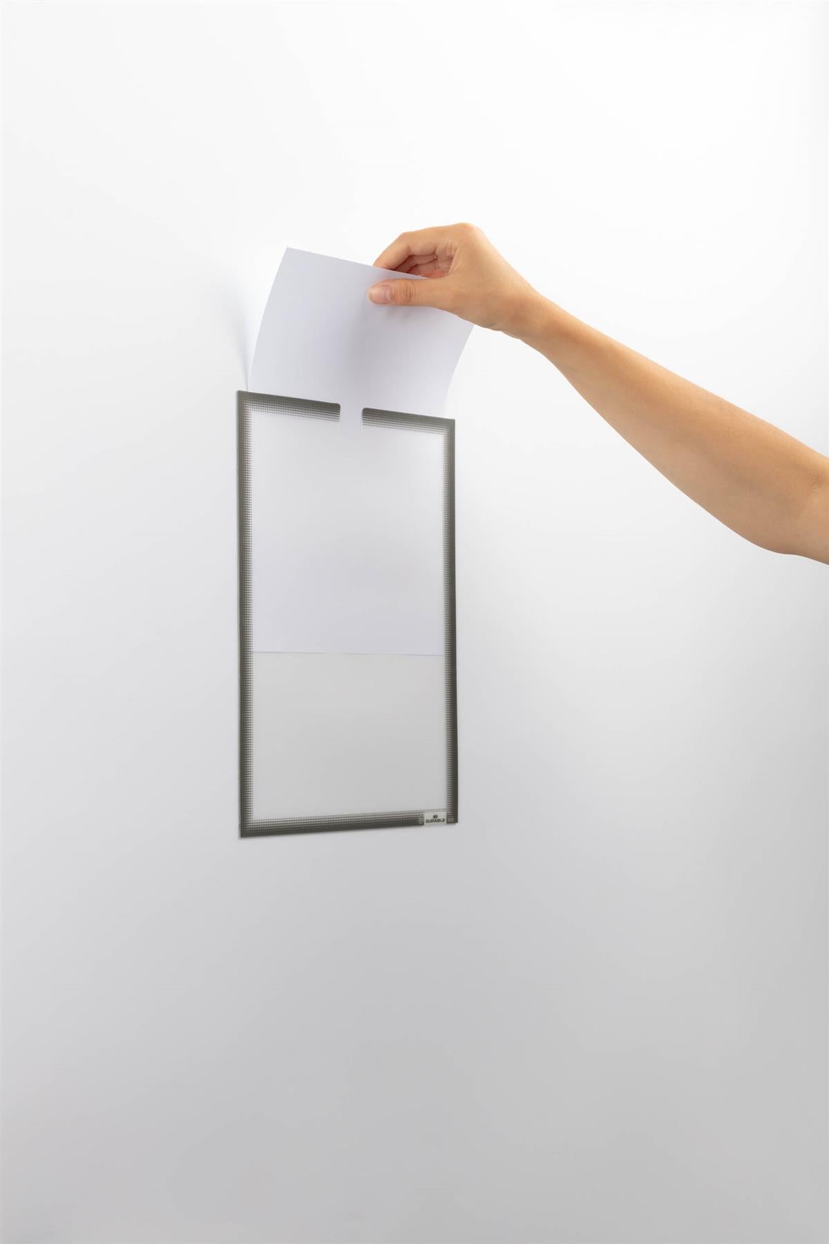 Durable Self Adhesive Easy-Insertion Info Pocket Signage | 5 Pack | A4 Grey