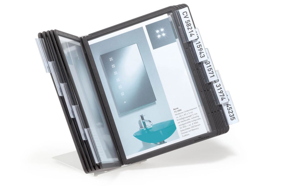 Durable VARIO TABLE 10 Display Panel Desk Stand | 10 Panels | A5 Black