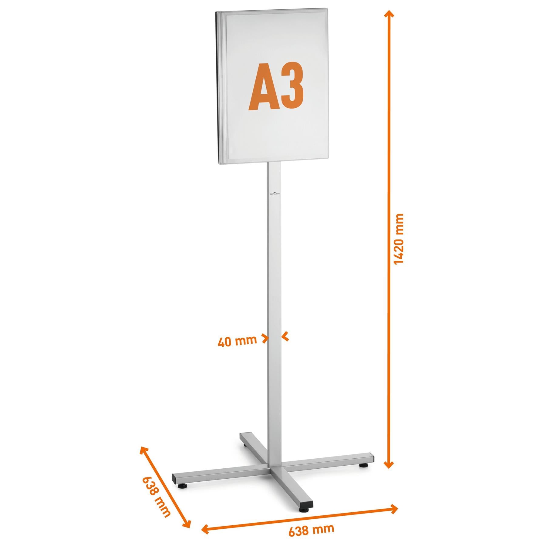 Durable INFO STAND OUTDOOR Stainless Steel Floor Sign | A3 Display Panel | Grey