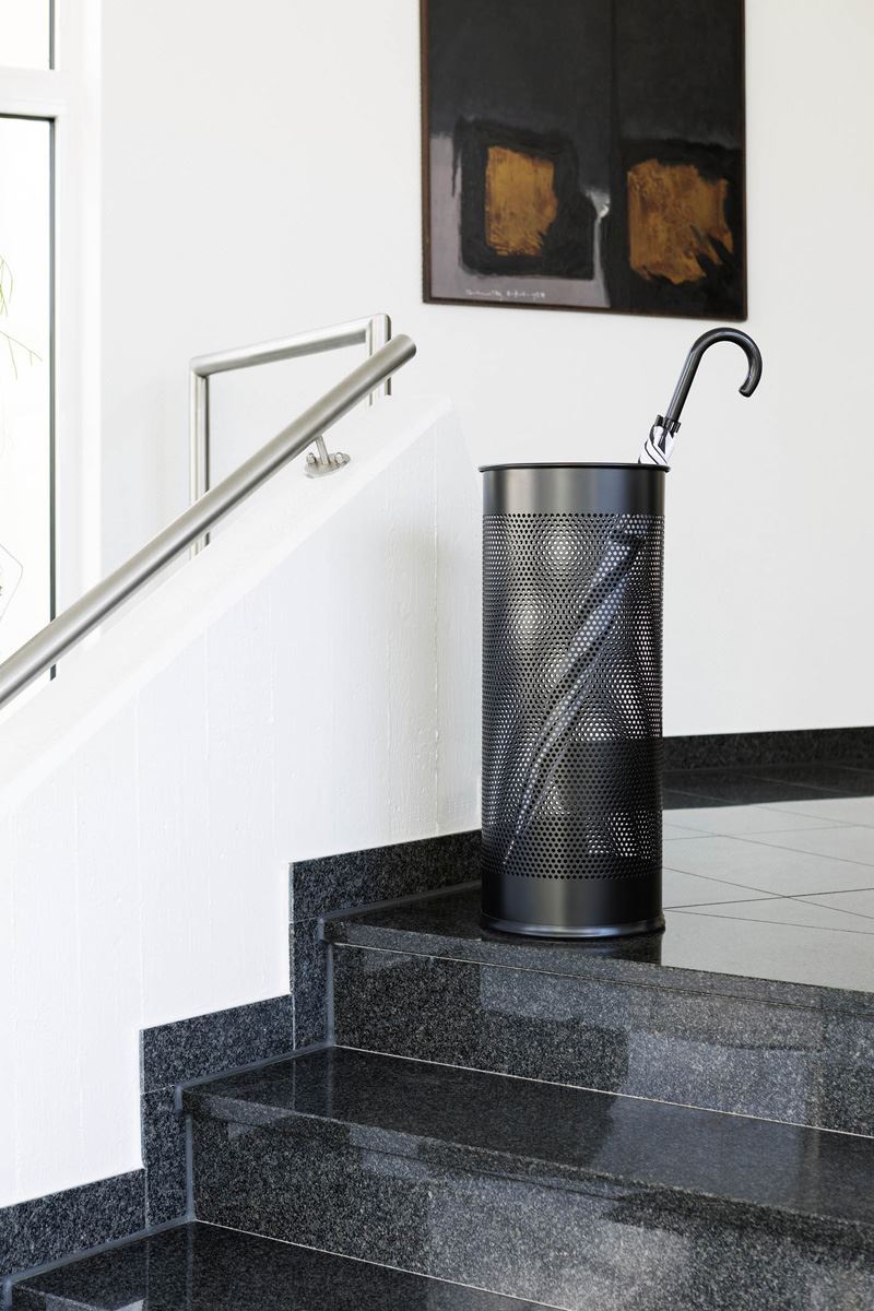 Durable Modern Perforated Steel Umbrella Stand | 29 Litre Black