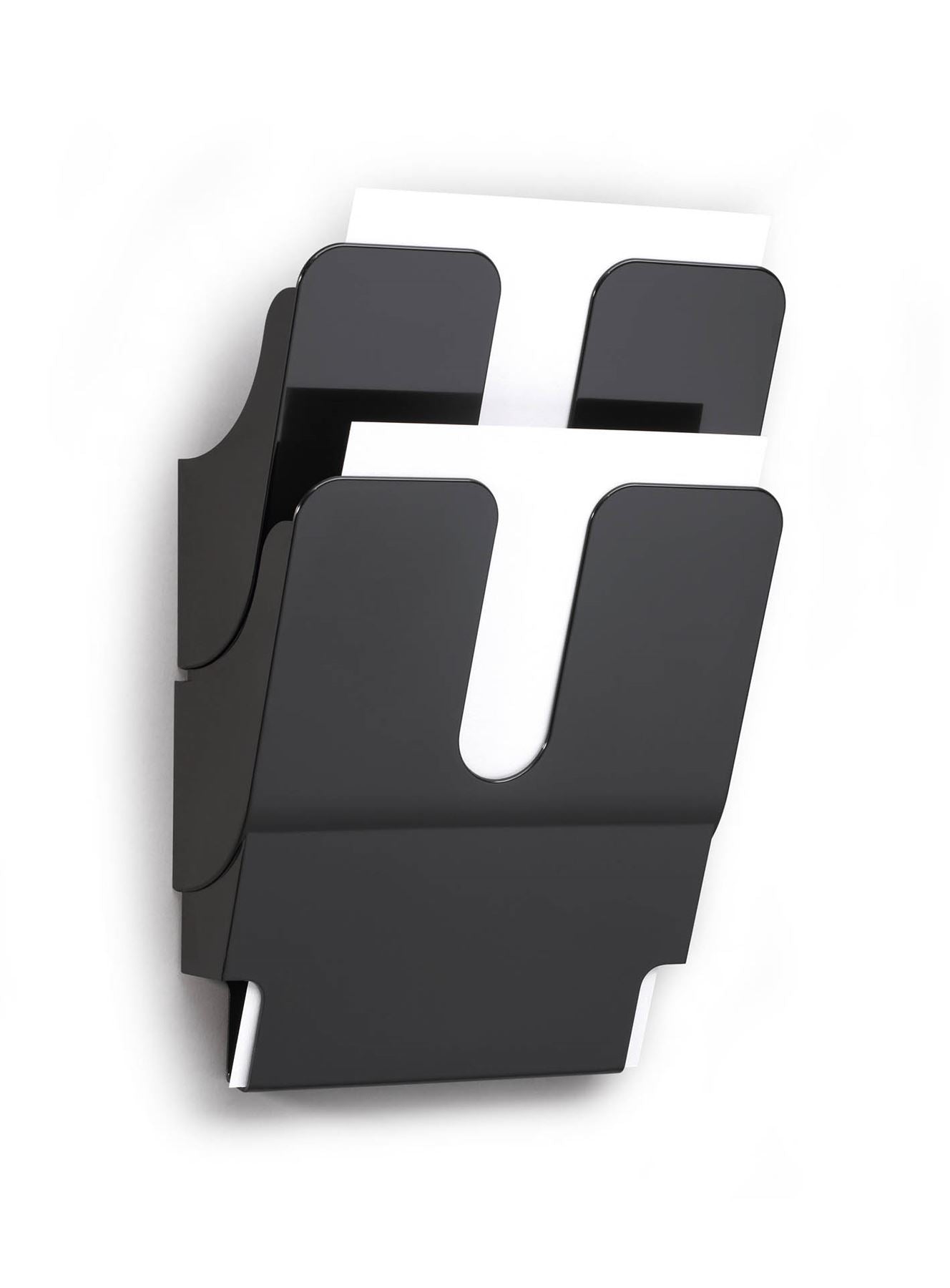 Durable FLEXIPLUS 2 Wall Mounted Literature Tray | A4 Portrait Holder | Black
