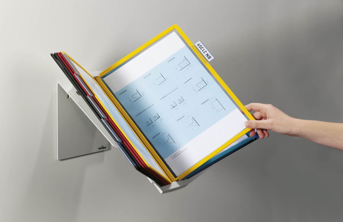 Durable VARIO PRO 10 Display Panel Desk Stand | 10 Panels | A4 Colour Coded