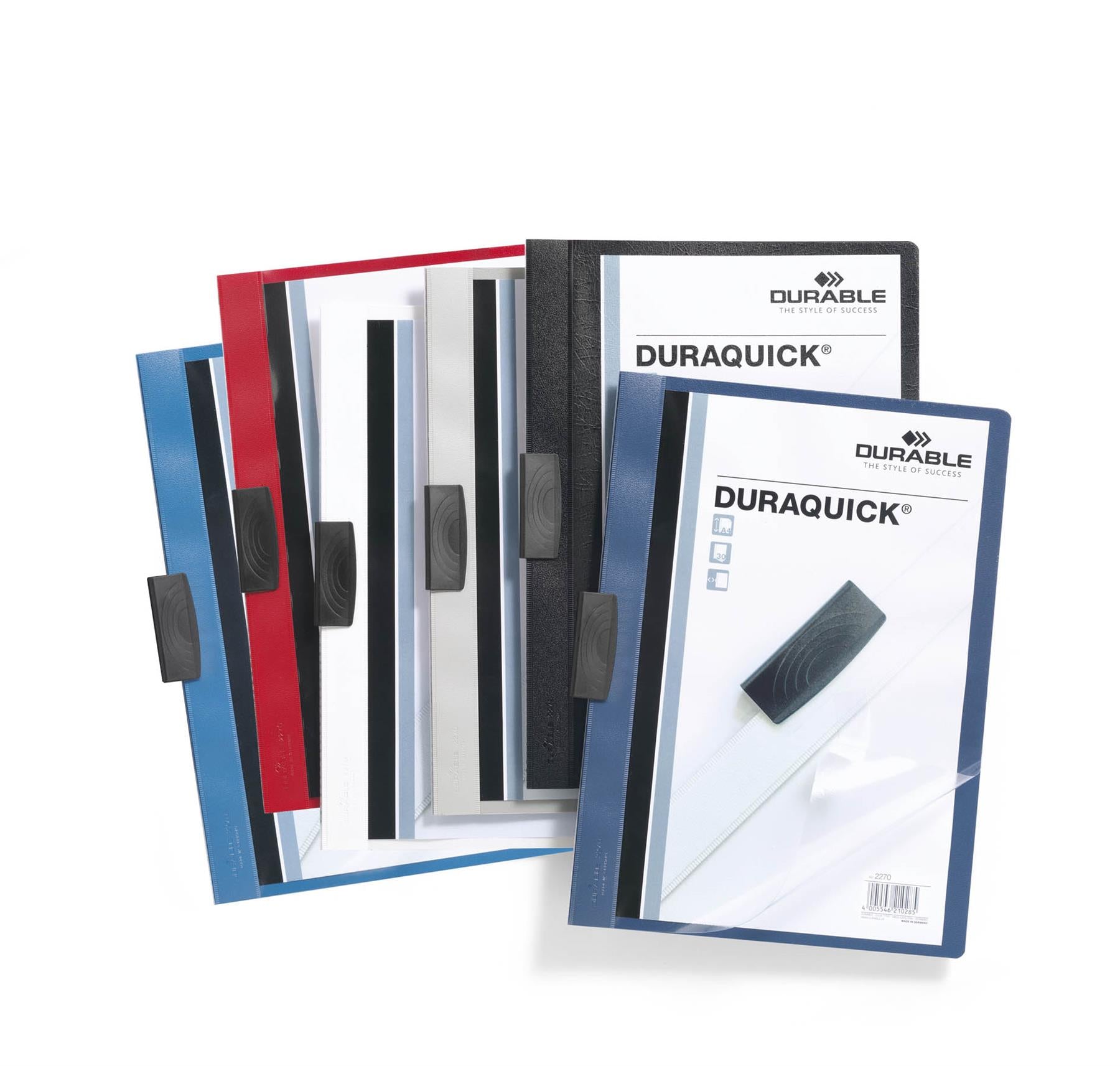 Durable DURAQUICK 20 Sheet Document Clip File Folder | 20 Pack | A4 Black