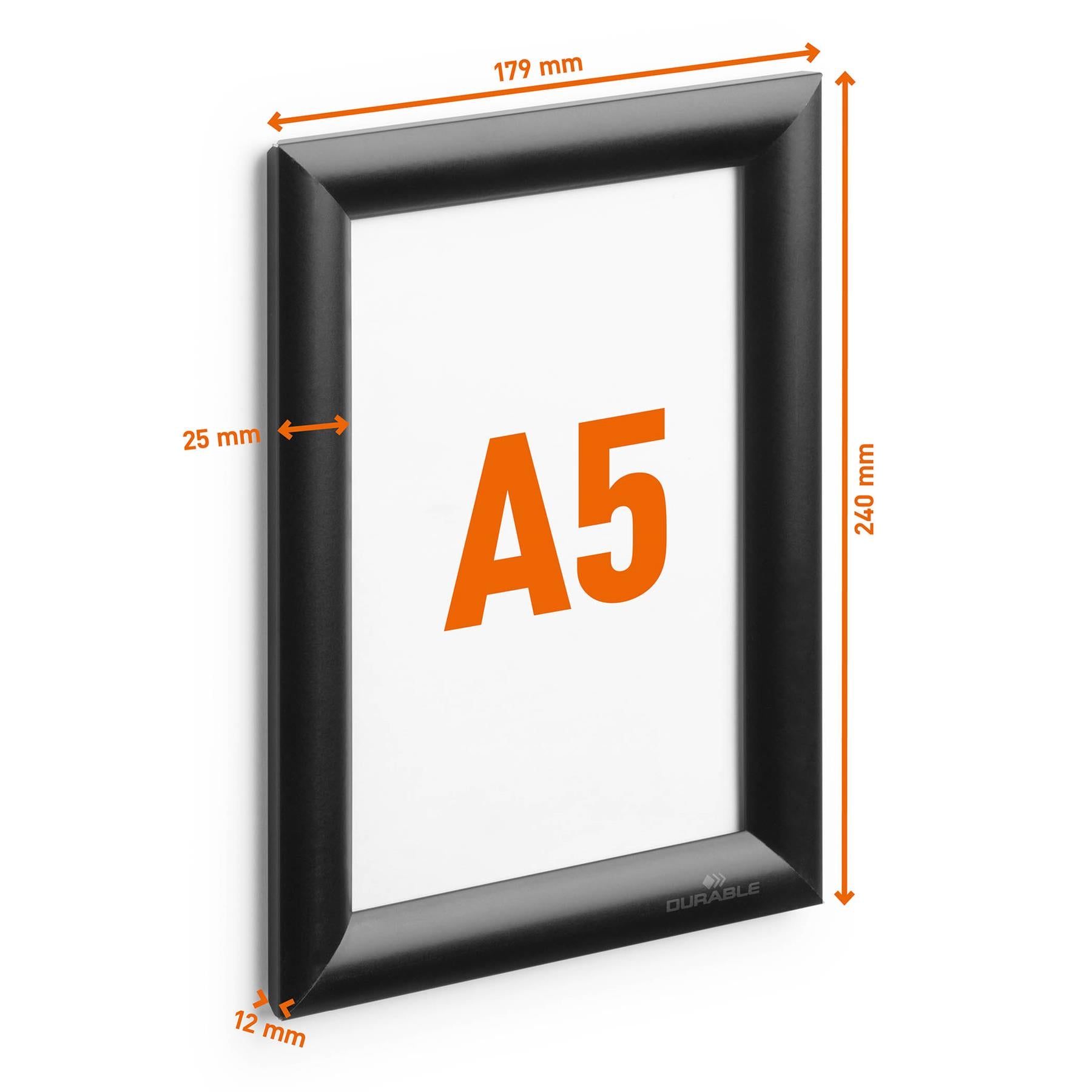 Durable Aluminium Snap Frame Retail Clip Poster Holder Notice Board | A5 Black
