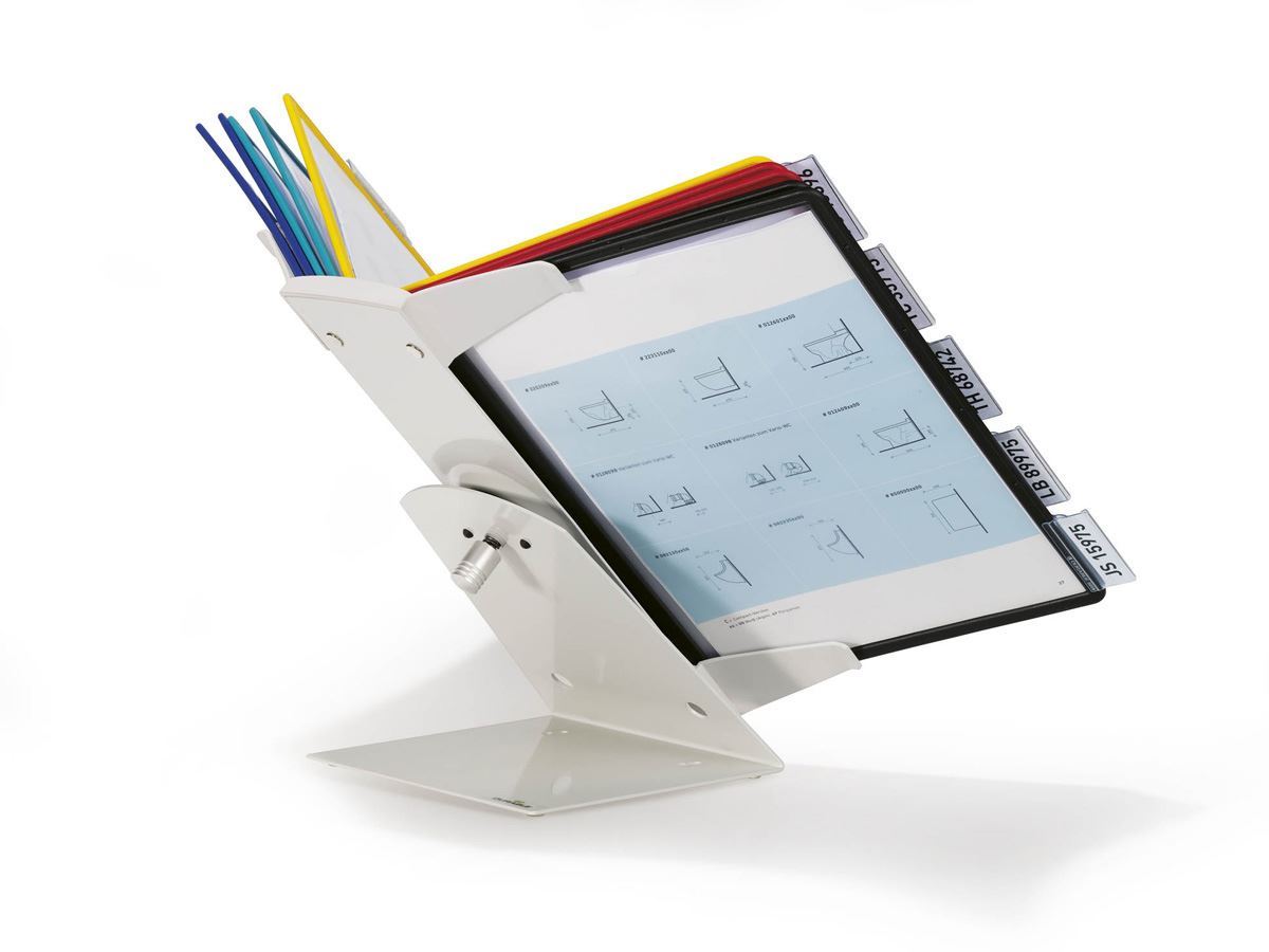 Durable VARIO PRO 10 Display Panel Desk Stand | 10 Panels | A4 Colour Coded