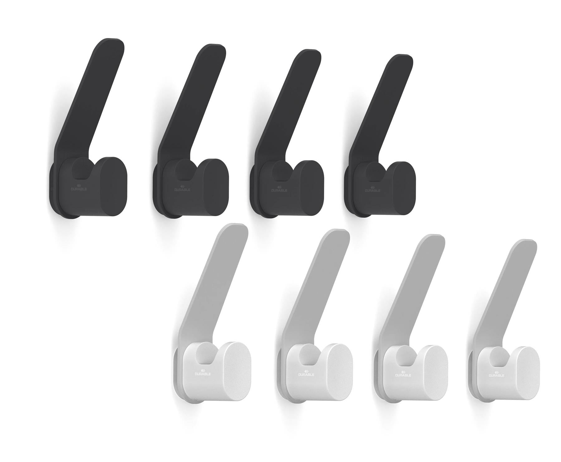 Durable DURASTORE Aluminium Double Coat Hooks Wall Mounted | 4 Pack | Black