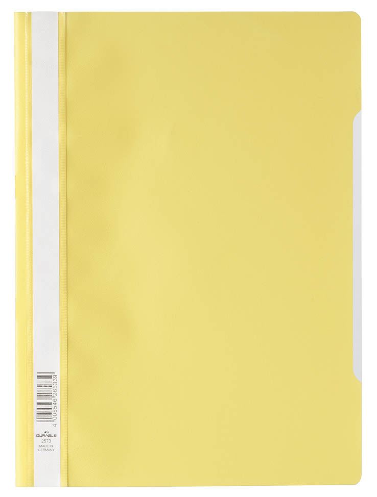 Durable Clear View Project Folder Document Report File | 25 Pack | A4 Yellow