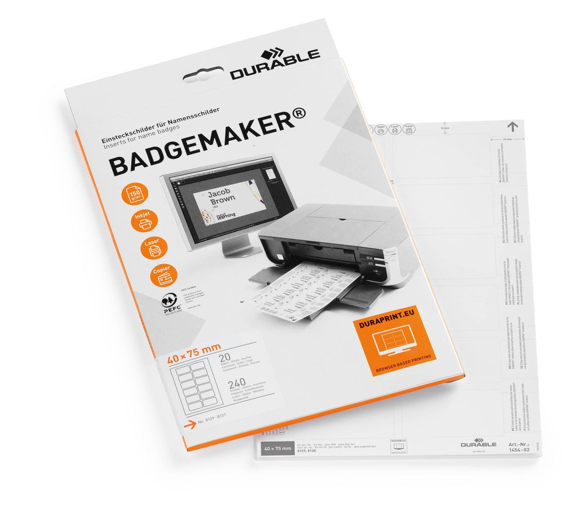 Copier Insert Name Badge Insert Sheets