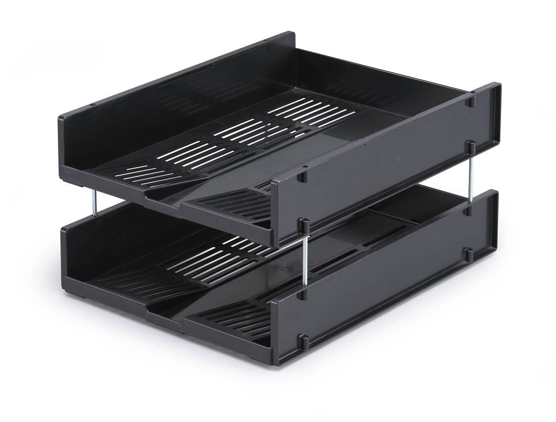Durable OPTIMO Recycled Plastic Stackable Letter Tray File | A4+ Grey