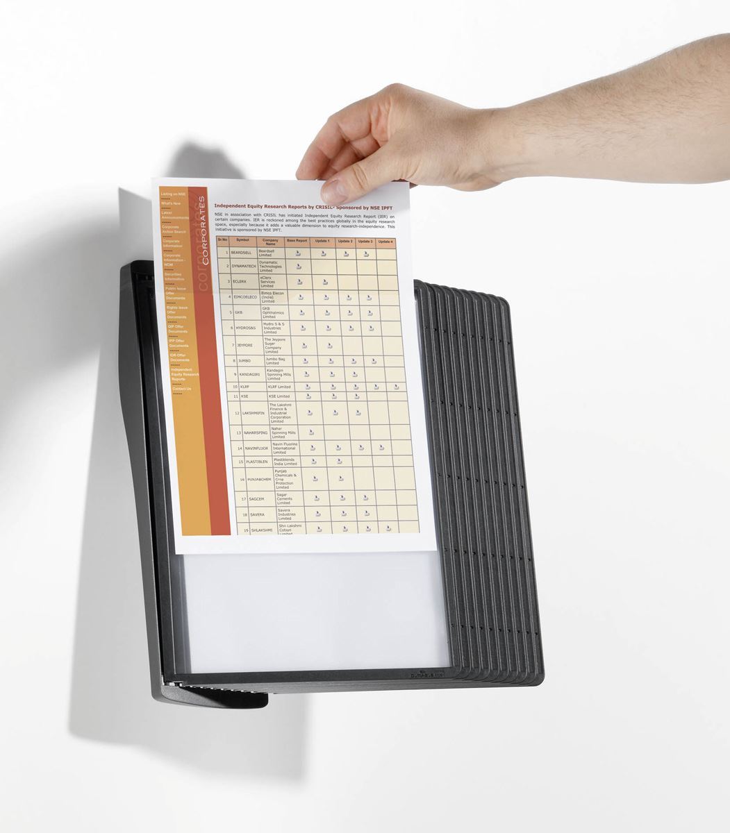 Durable SHERPA WALL 10 Display Panel Document Holder | 10 Panels | A4 Black