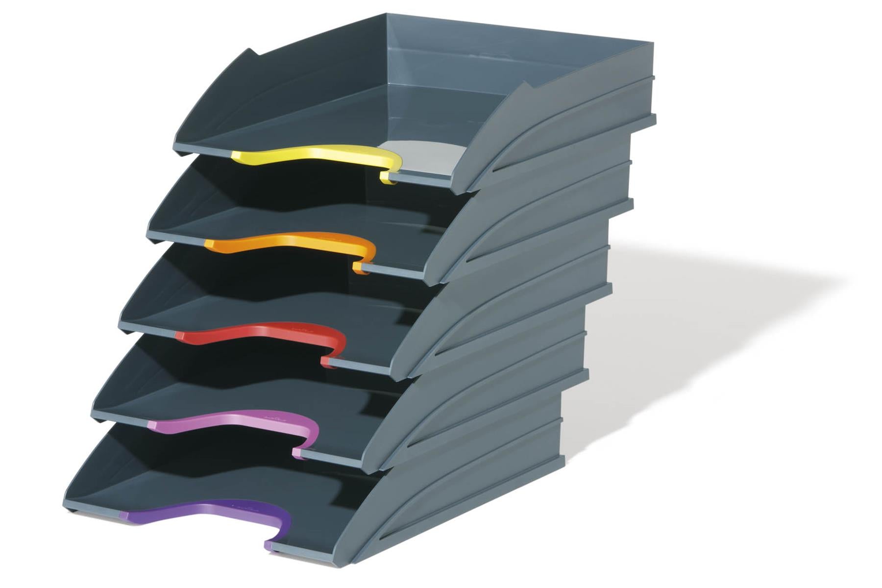 Durable VARICOLOR ECO Stackable Letter Tray Files | A4+ Colour Coded 5 Pack