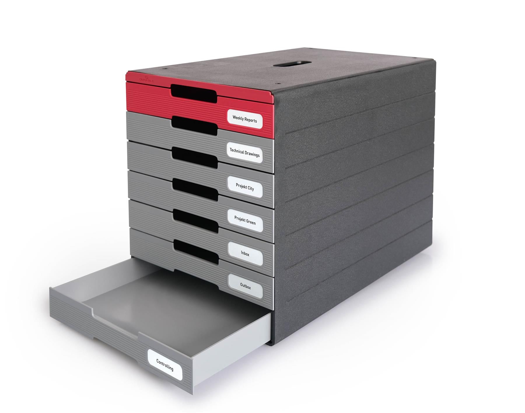 Durable IDEALBOX ECO 7 Drawer Recycled Plastic File Storage Organiser | Red