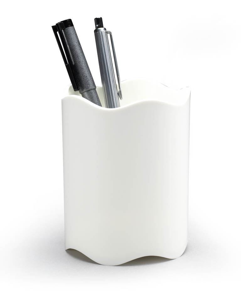 Durable TREND Pen Pot Pencil Holder Desk Tidy Organizer Cup | White