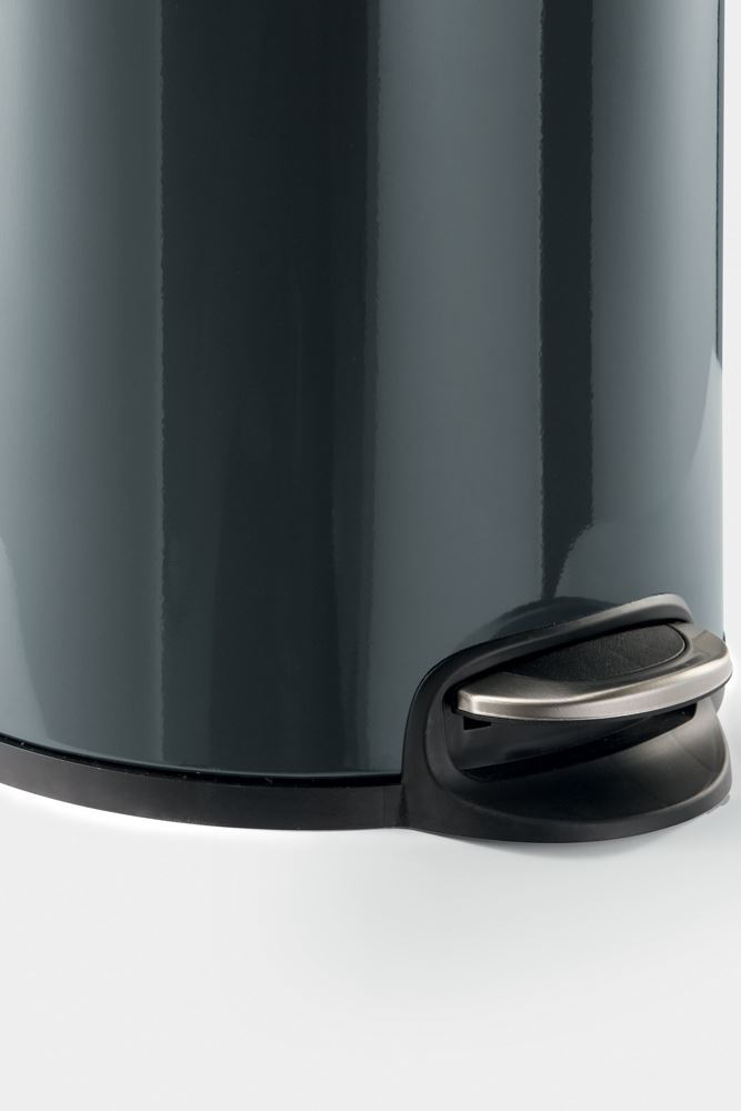 Durable Gloss Finish Round Metal Pedal Bin | 20 Litre | Charcoal Grey