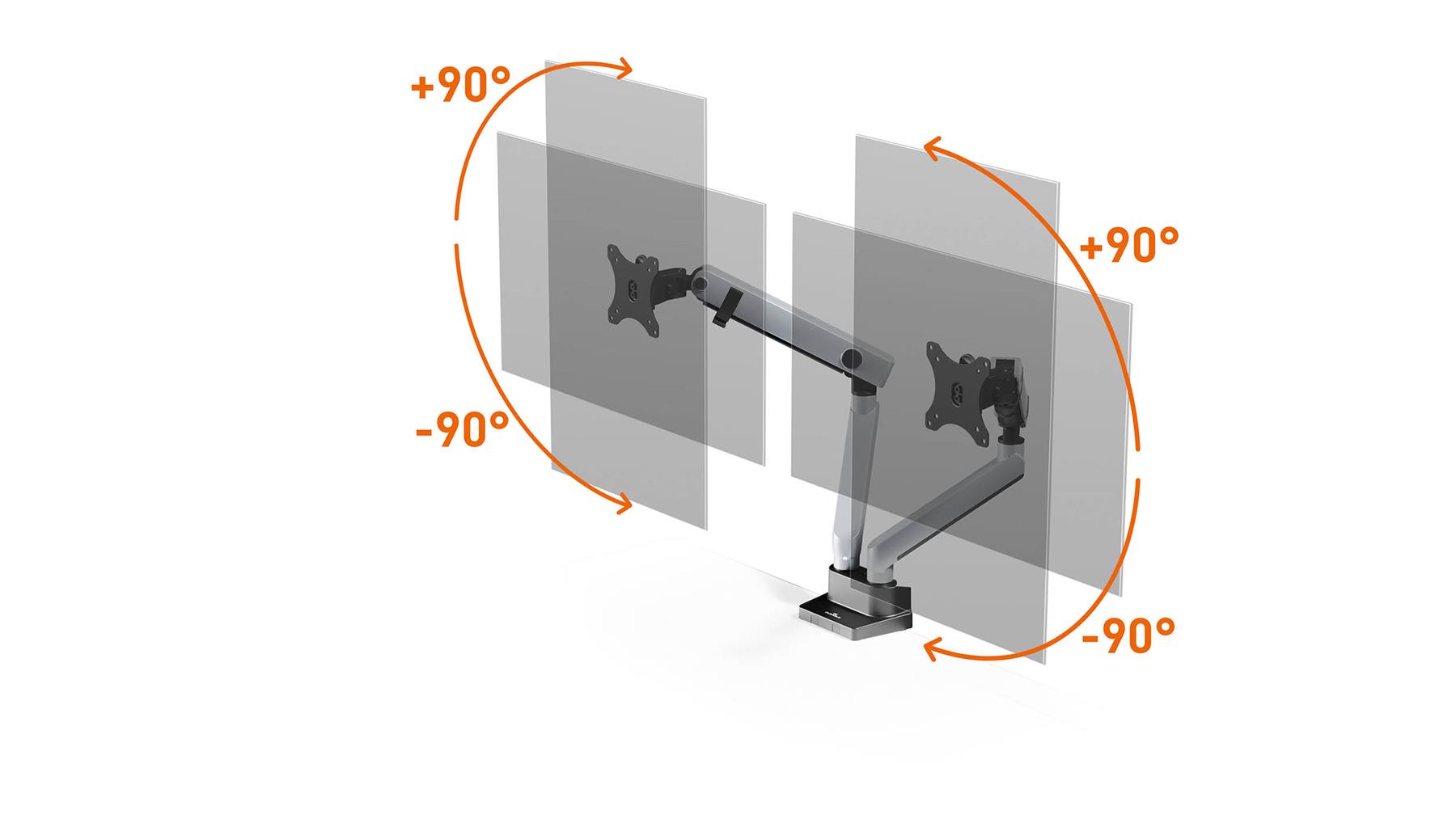 Durable SELECT PLUS Dual Arm Monitor Mount Desk Clamp for 2 Screens | 17 - 32"