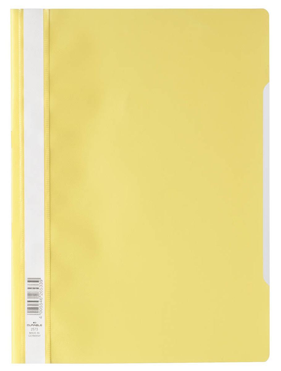 Durable Clear View Project Folder Document Report File | 50 Pack | A4 Yellow