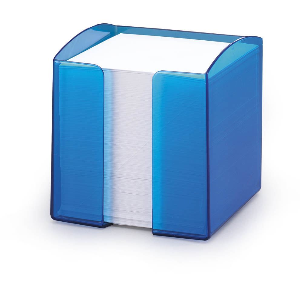 Durable TREND 800 Sheet Note Box Transparent Memo Pad Cube | Clear Blue