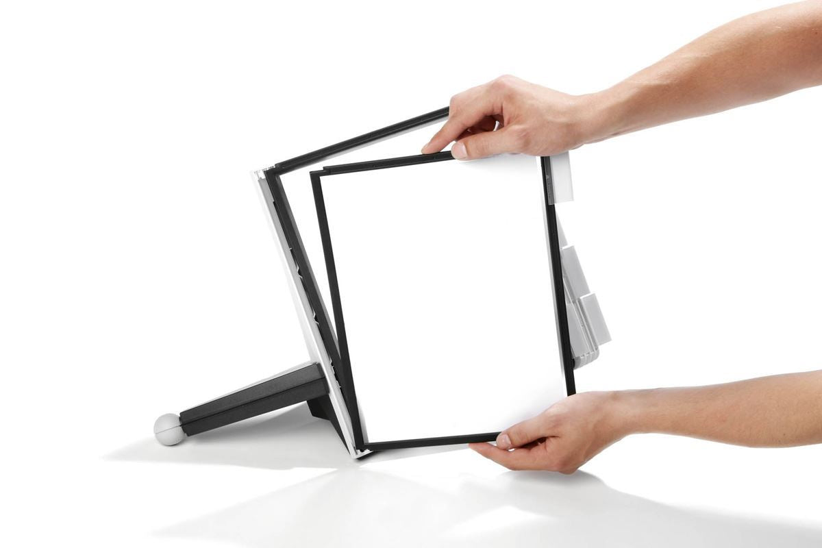 Durable SHERPA TABLE 20 Desk Display Panel Stand | 20 Panels | A4 Black & Grey
