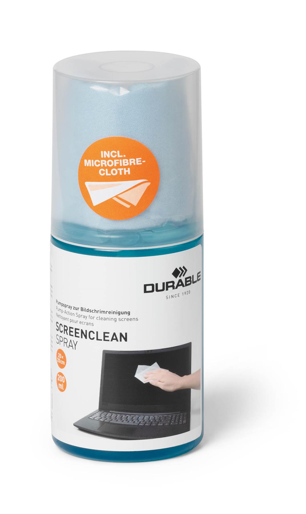 Durable SCREENCLEAN Streak-Free Screen Clean Spray with Microfiber Cloth | 200ml
