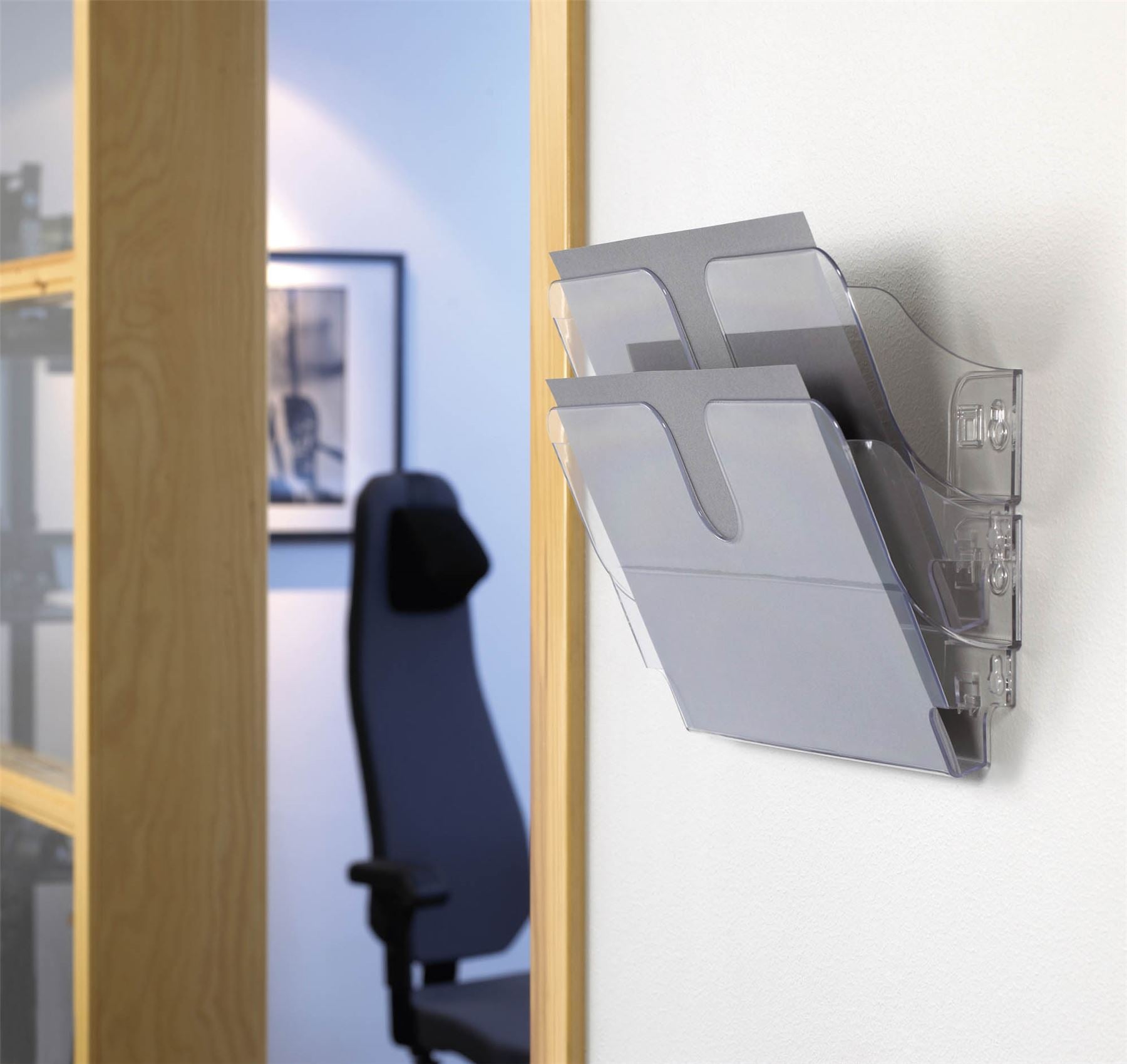 Durable FLEXIPLUS 2 Wall Mounted Literature Holder | A4 Landscape | Clear