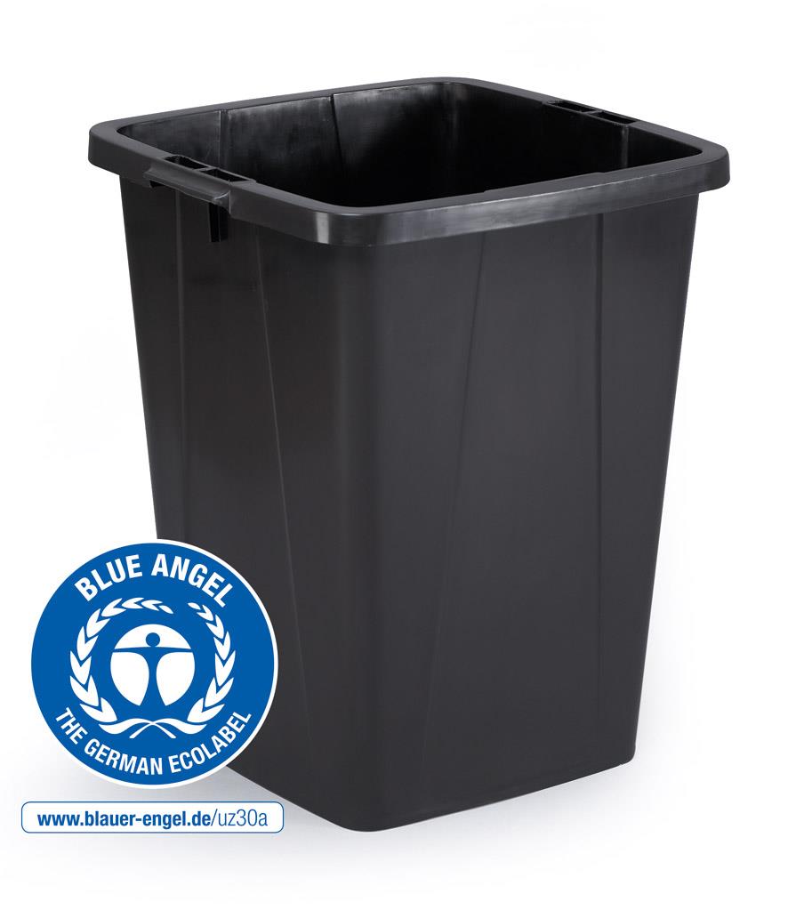 Durable ECO 90L Waste Bin Black | Strong Square Recycling Bin | DURABIN