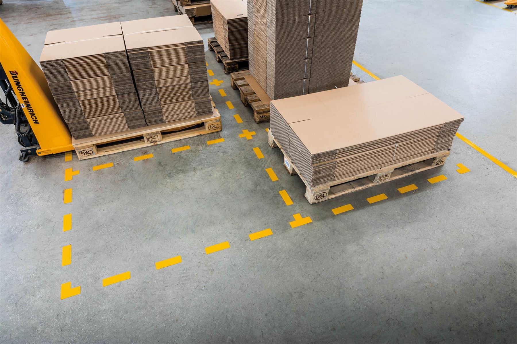 Durable Heavy Duty Adhesive Floor Marking Cross Shape | 10 Pack | Yellow