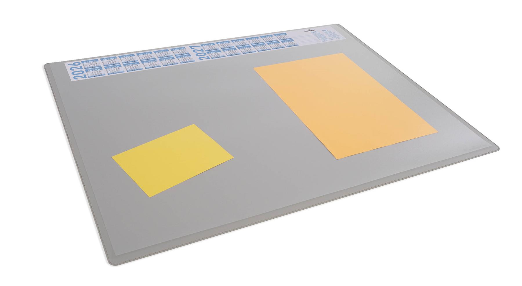 Durable Clear Overlay Calander PC Desk Pad Protector Mat | 65x50 cm | Grey