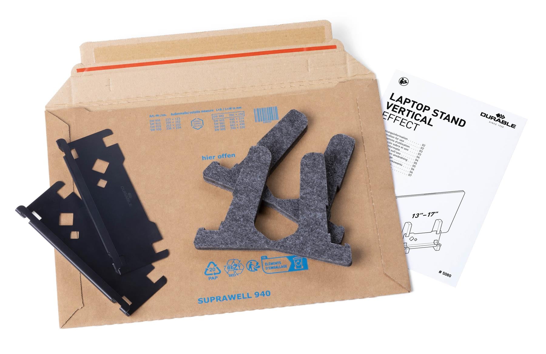 Durable Recycled Felt Vertical Laptop Stand Dock | 3-in-1 Holder | Teal