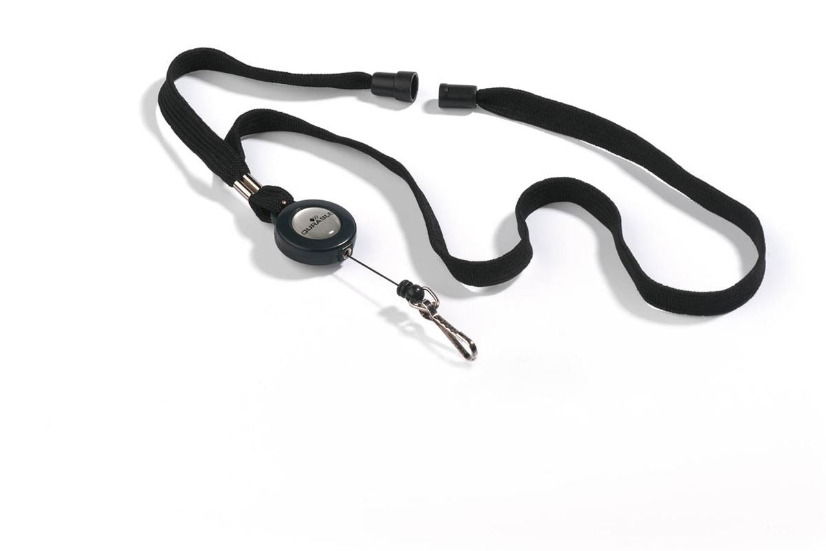 Durable Soft Breakaway Lanyard with Retractable Badge Reel | 10 Pack | Black