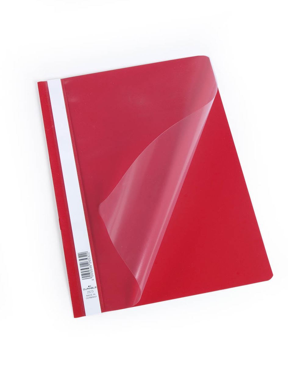 Durable Clear View Project Folder Document Report File | 50 Pack | A4 Red