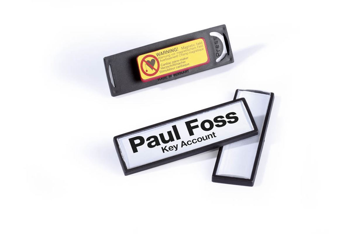 Durable Conference Magnet Name Tag Badge Holders + Inserts | 25 Pack | 17 x 67mm