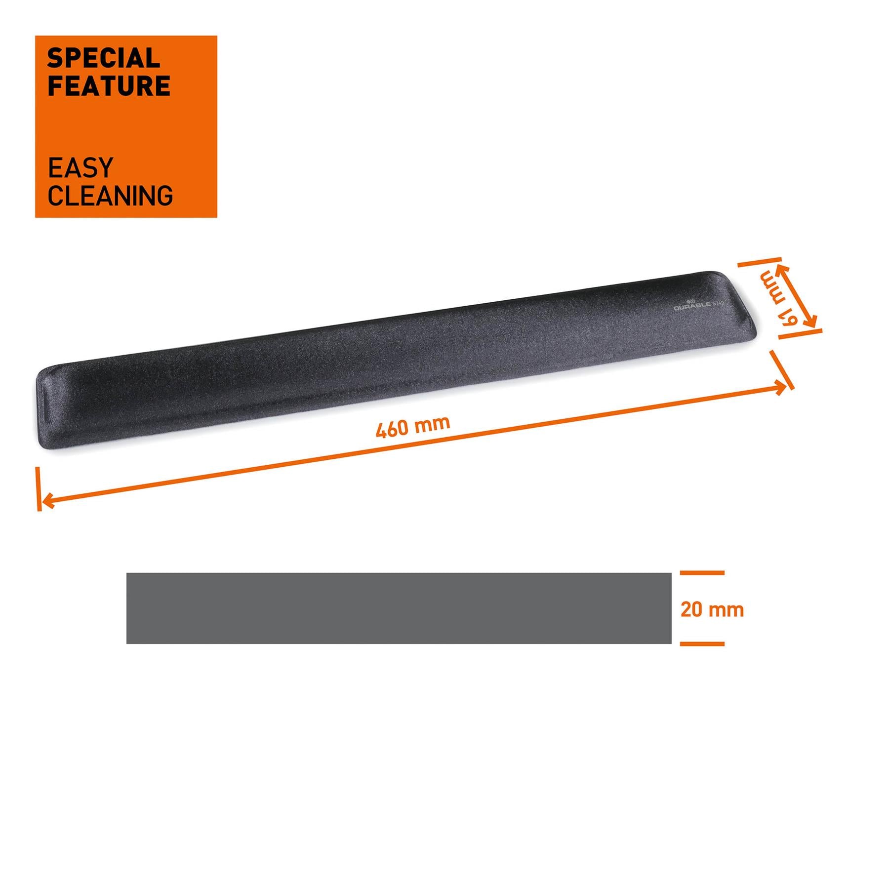 Durable Ergonomic Soft Touch Keyboard Gel Wrist Rest Support | 46 x 6 cm | Grey