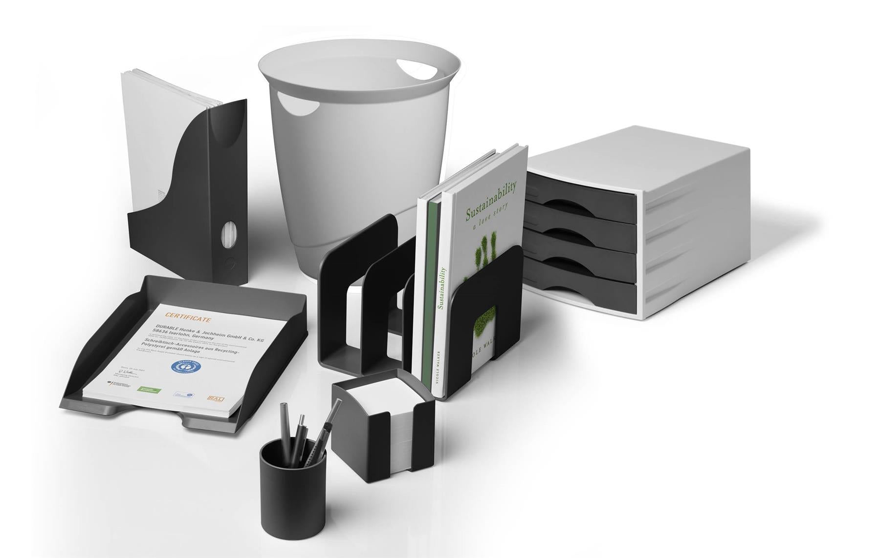Durable ECO Recycled Plastic Magazine Stand Desk File Holder Organiser | Black