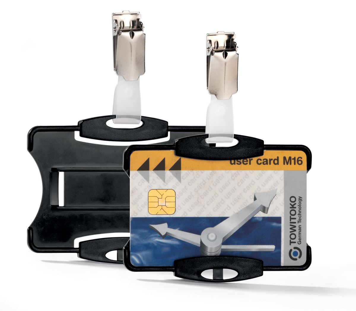 Durable Security Pass Plastic ID Badge Card Holders with Clip | 25 Pack | Black