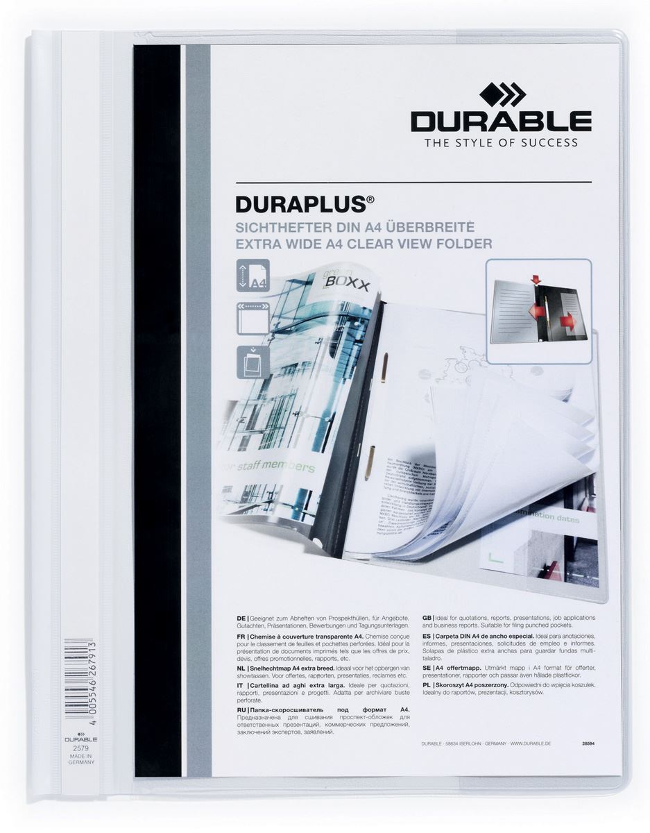 Durable DURAPLUS Project Folder Document Report File | 25 Pack | A4+ White