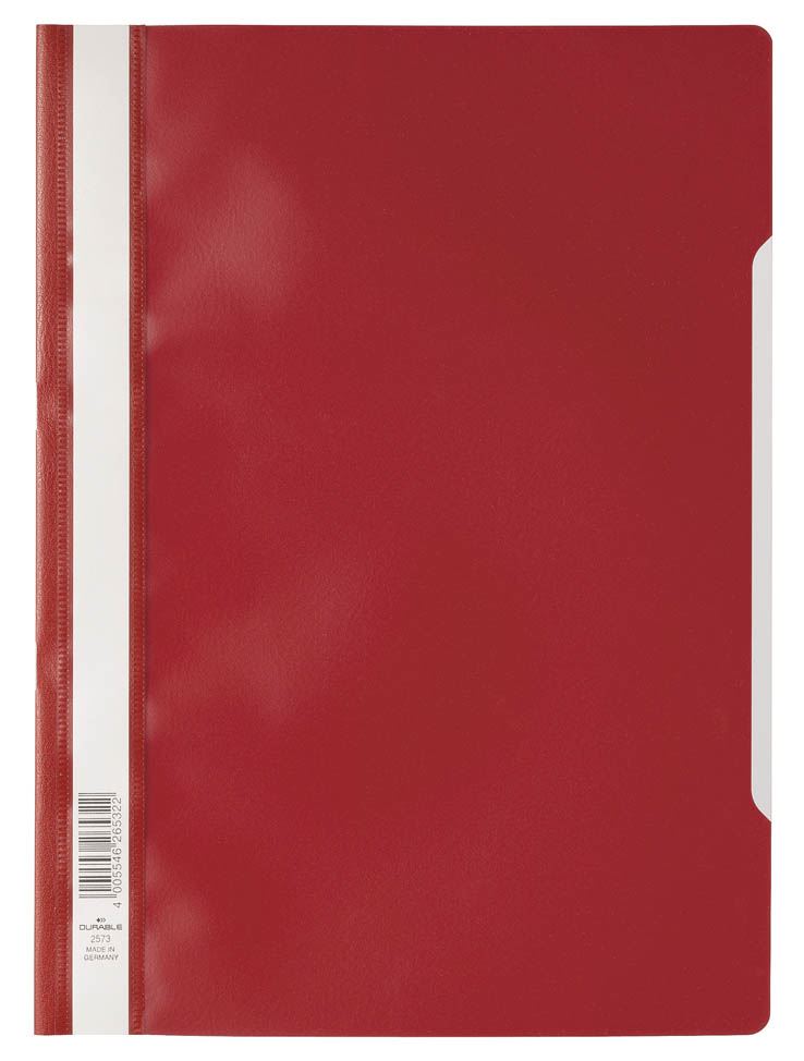 Durable Clear View Project Folder Document Report File | 25 Pack | A4 Red