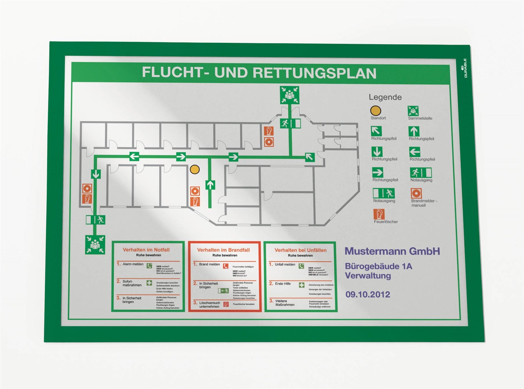 Durable DURAFRAME Self Adhesive Magnetic Signage Frame | 2 Pack | A3 Green