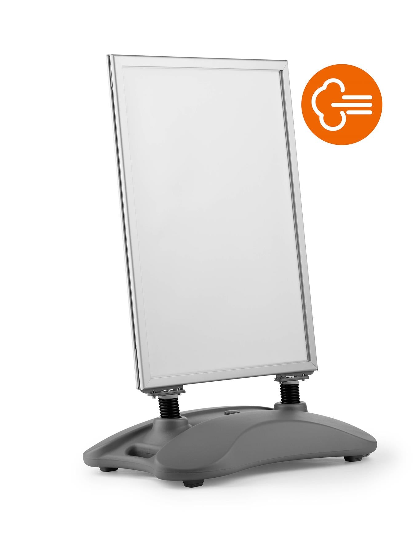 Durable Pavement Sign Heavy Water Base Double Sided Snap Frame Stand | A1 Silver
