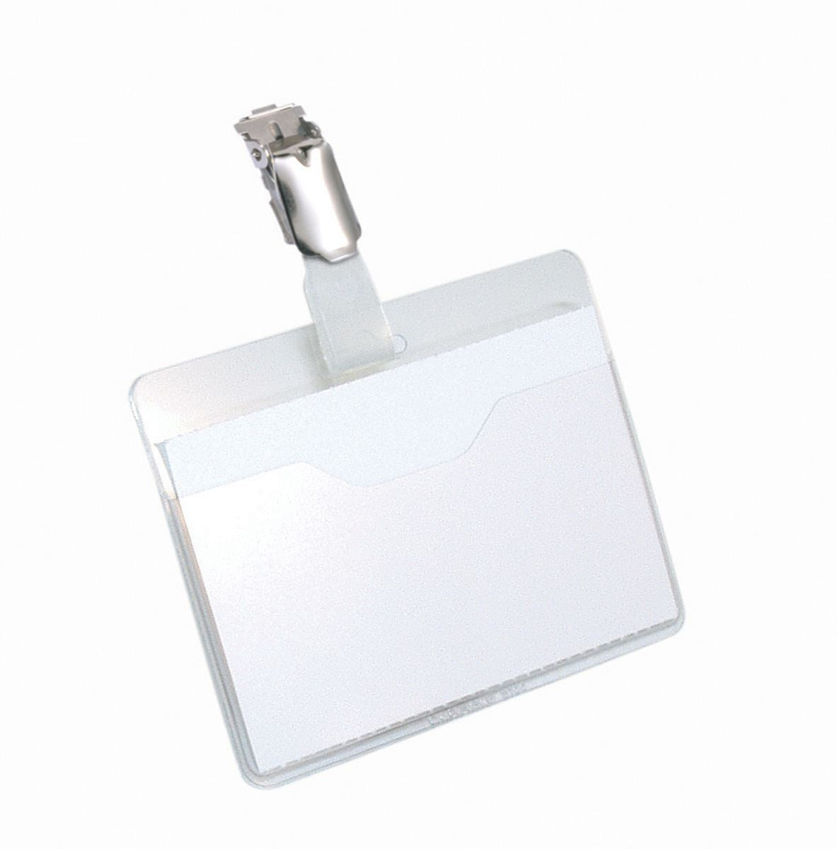 Durable Clip Name Tag ID Badge Card Holders + Inserts | 50 Pack | 54 x 90mm