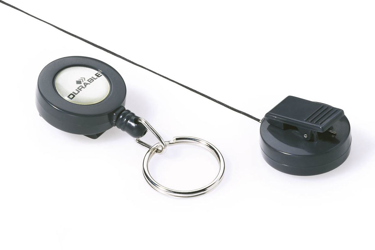 Durable Secure Retractable Keyring Badge Reel for IDs & Keys | 10 Pack | Black