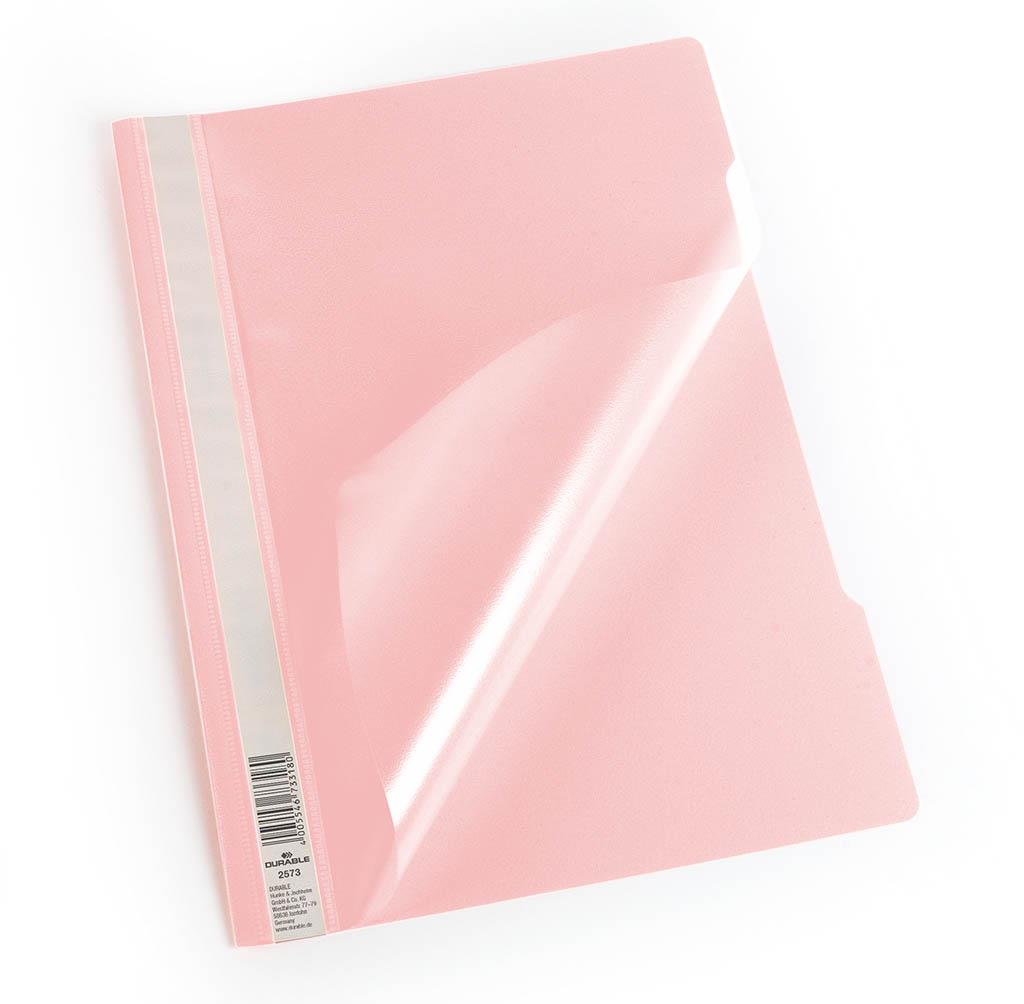 Durable Clear View Project Folder Document Report File | 50 Pack | A4 Light Pink