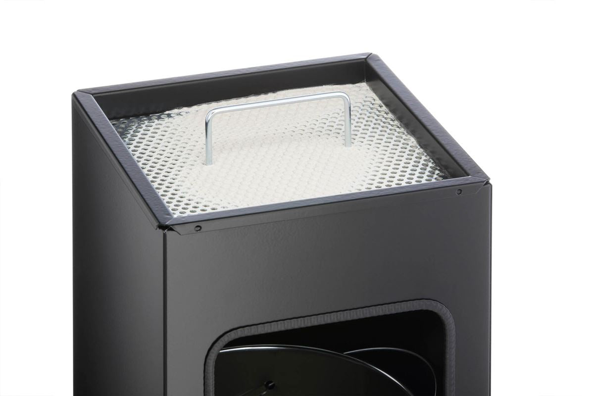 Durable Square Metal Waste Bin with Integrated Sand Ashtray | 17L | Silver