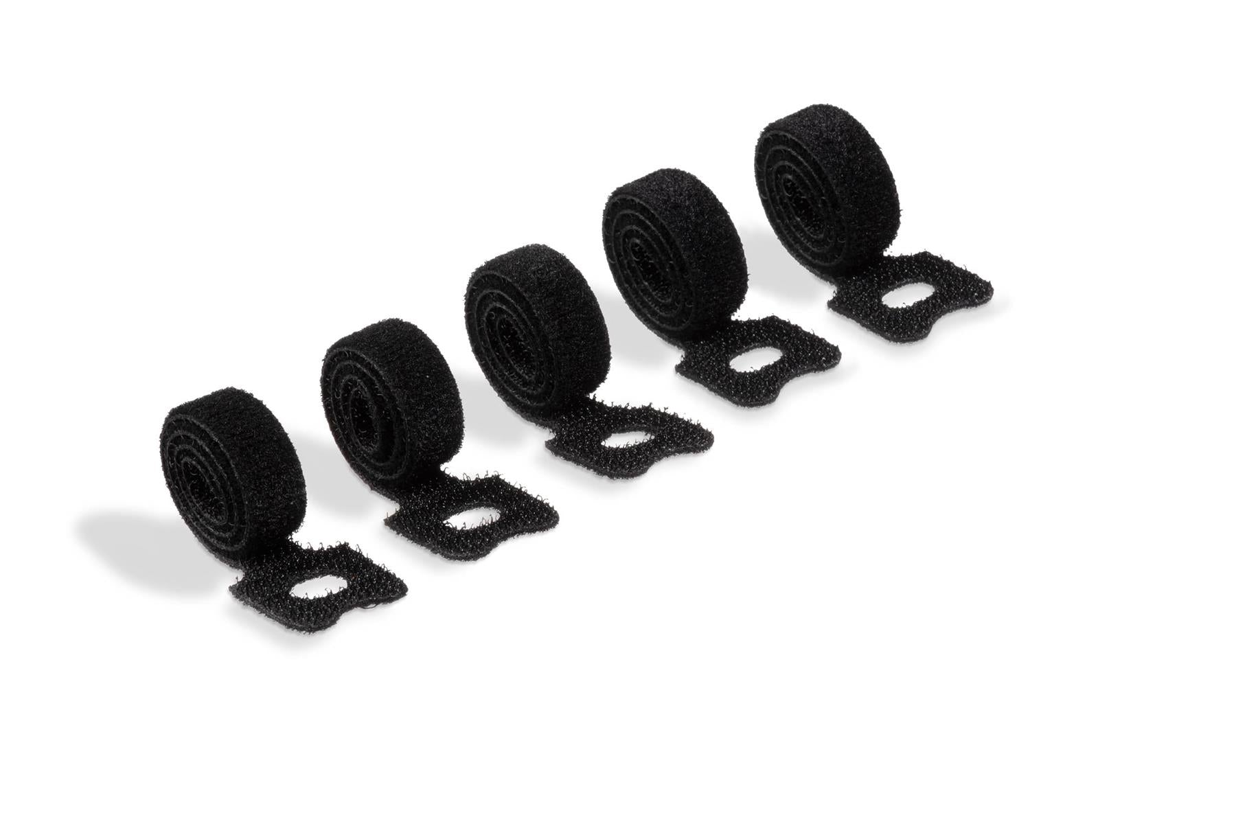 Durable CAVOLINE Reusable Hook and Loop Cable Tie Straps | 5 Pack | Black