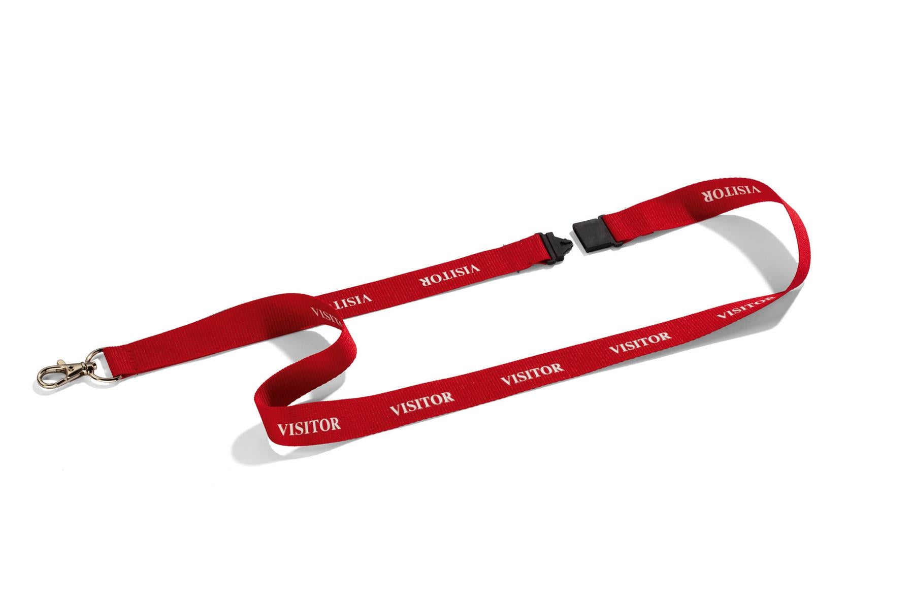 Durable Soft Textile VISITOR Neck Lanyards with Clip & Breakaway | 10 Pack | Red