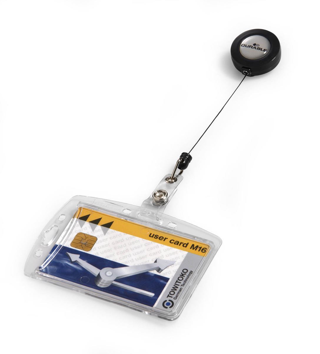 Durable Enclosed Security Pass ID Holder with Badge Reel | 10 Pack | Clear