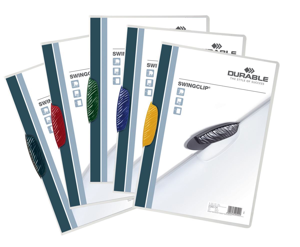 Durable SWINGCLIP 30 Document Swing Clip File Folder | 25 Pack | A4 Assorted