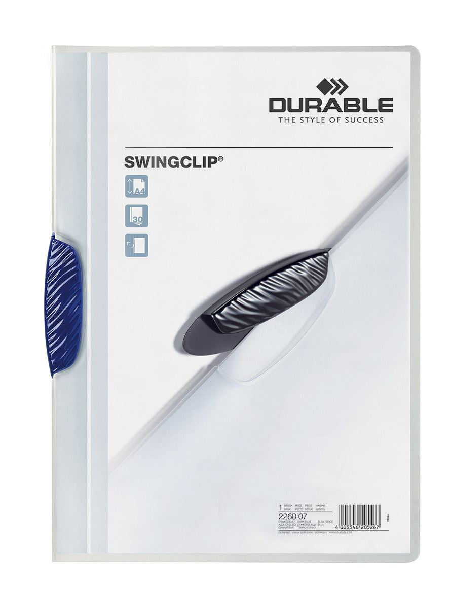 Durable SWINGCLIP 30 Document Swing Clip File Report Folder | 25 Pack | A4 Blue
